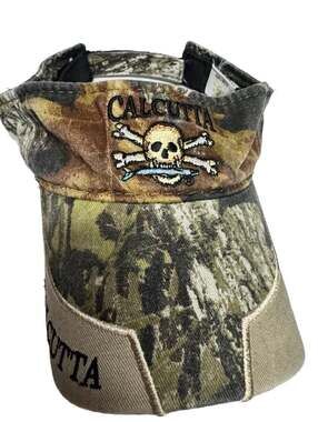 Calcutta Authentic Apparel Camouflage Skull and Crossbones Fishing Visor Hat